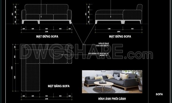 13. Free CAD Drawing Modern Sectional Sofa