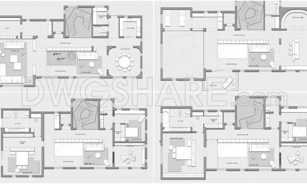 1 year ago
                

                
             1,650258. Functional floor plan CAD drawing of an apartment with an area of 900m2