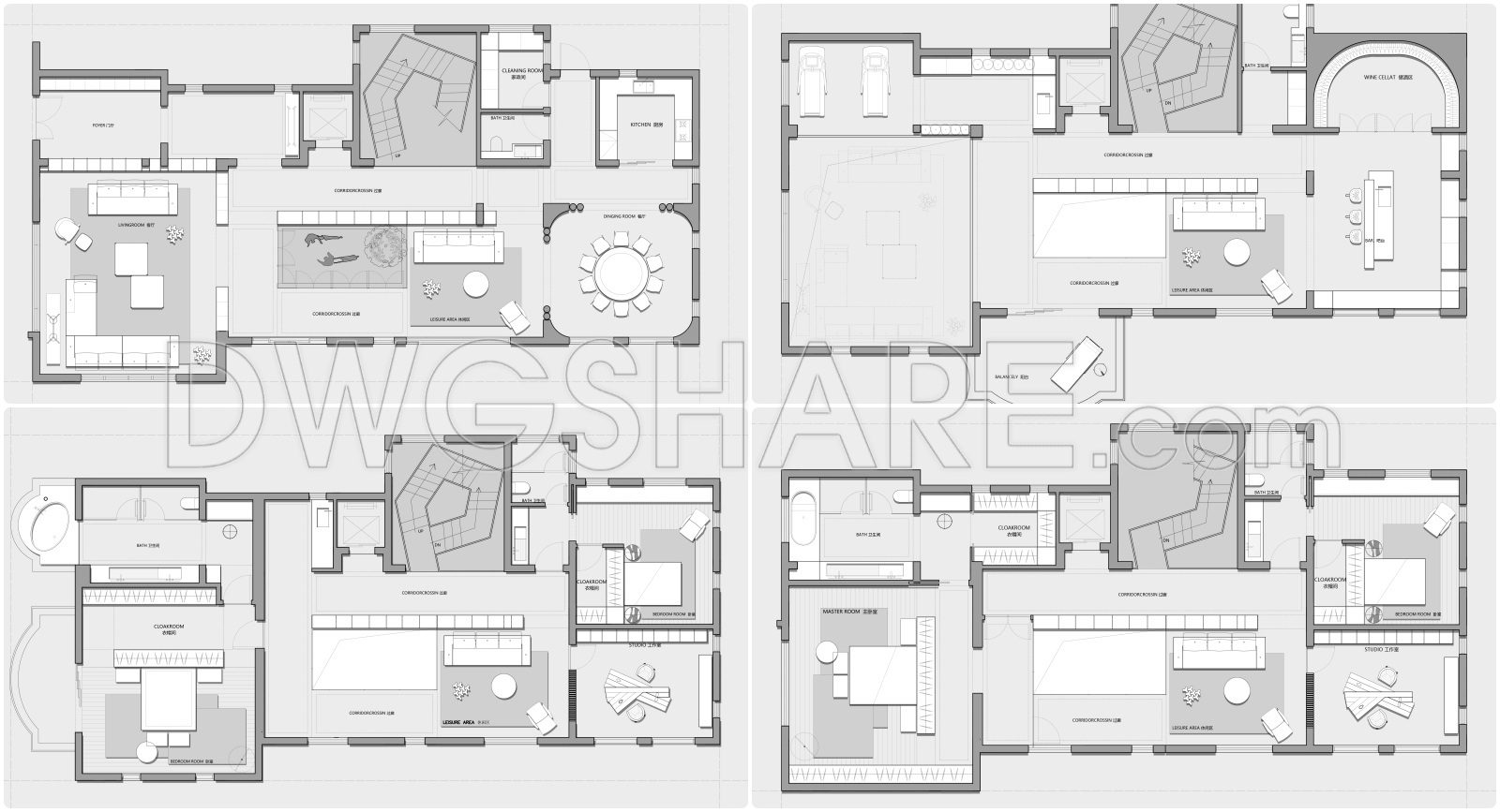 258. Functional Floor Plan Cad Drawing Of An Apartment With An Area Of 900m2