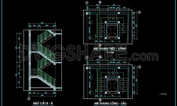 298. Free Download detailed CAD drawings of townhouse stairs