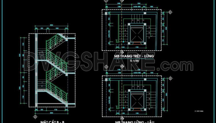 298. Free Download Detailed Cad Drawings Of Townhouse Stairs (2)