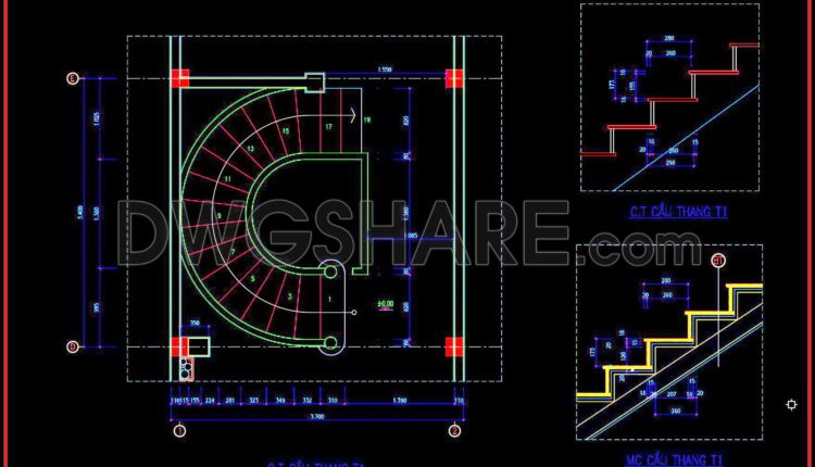 302. Free Download Detailed Cad Drawings Of Townhouse Stairs (1)