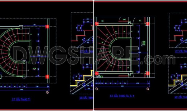 302. Free Download detailed CAD drawings of townhouse stairs