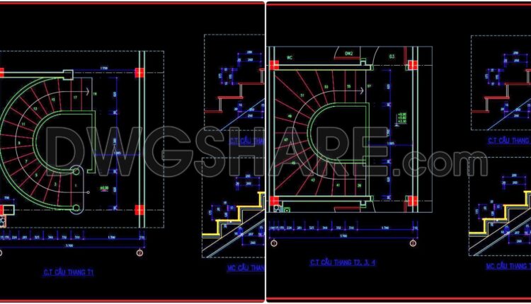 302. Free Download Detailed Cad Drawings Of Townhouse Stairs