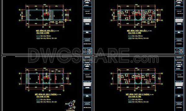 317. Download free CAD structural drawings for a 3.4m x 13m reinforced concrete townhouse construction