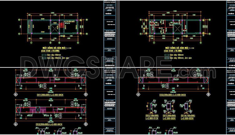 317. Download Free Cad Structural Drawings For A 3.4m X 13m Reinforced Concrete Townhouse Construction (6)