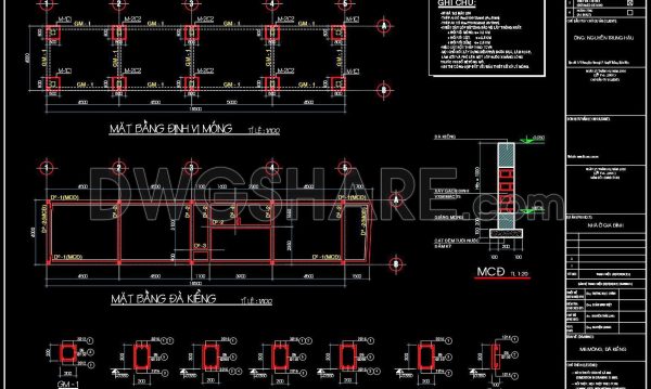 318. Download free CAD structural drawings for a 4m x 18.5m reinforced concrete townhouse construction