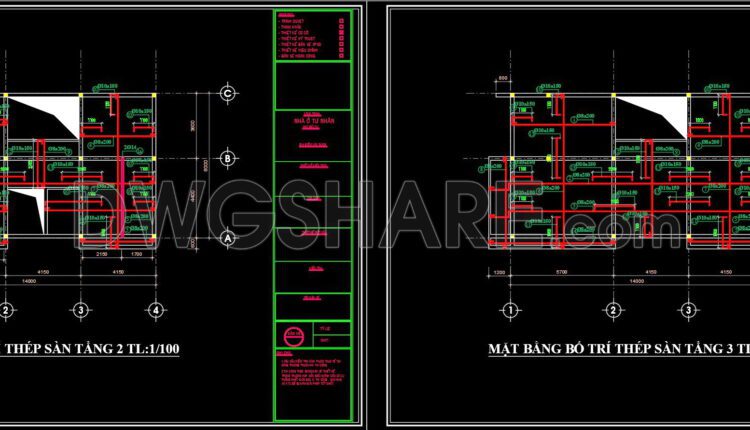 319. Download Free Cad Structural Drawings For A 8m X 14m Reinforced Concrete Townhouse Construction (6)