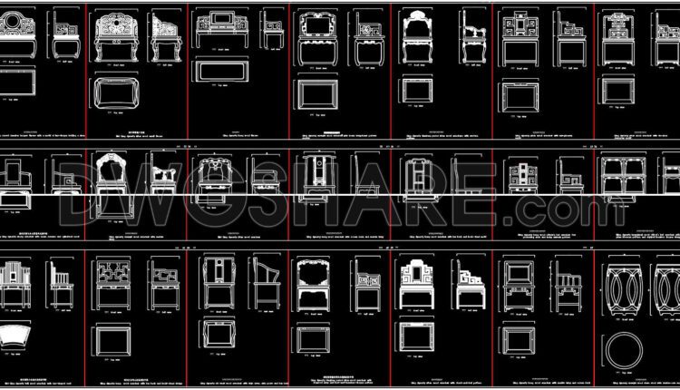 350. Free Cad Blocks – Chinese Chairs Collection