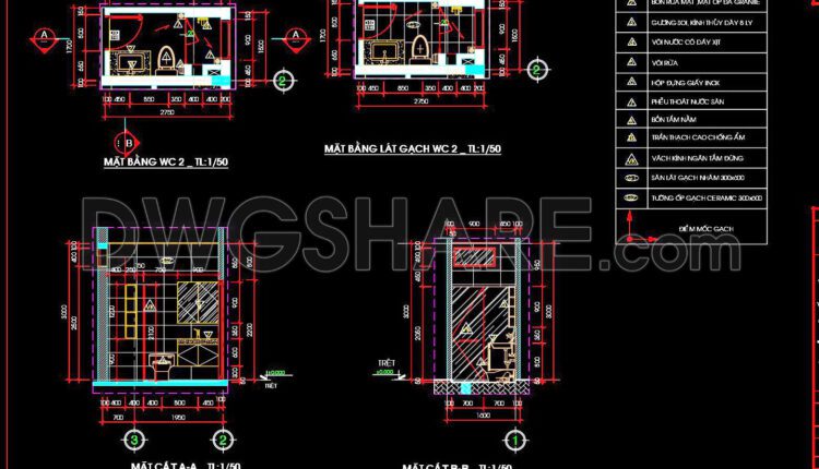 362. Free Download Of Cad Technical Drawings For The Construction Of Bathrooms In Townhouses (2)