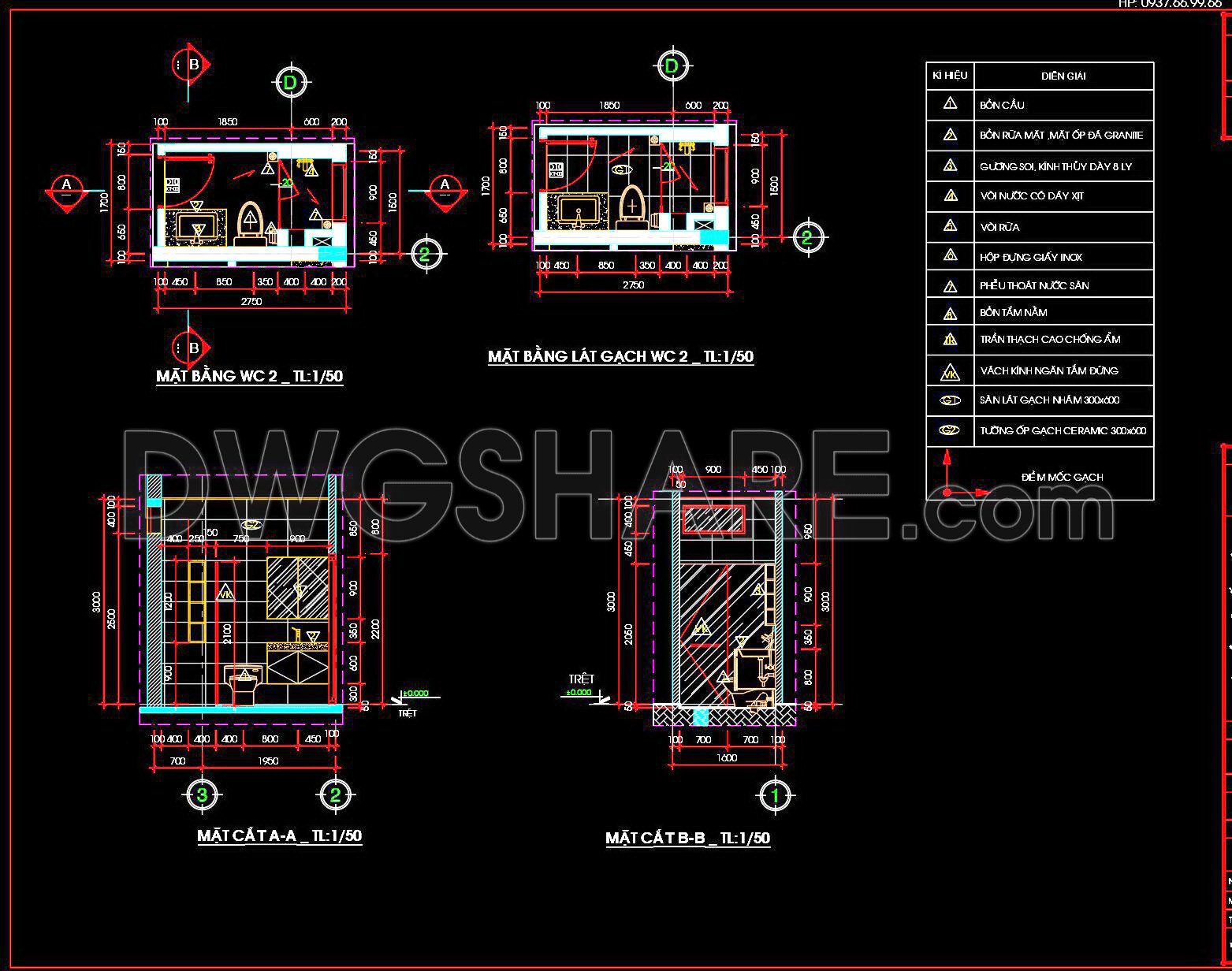 362. Free Download Of Cad Technical Drawings For The Construction Of Bathrooms In Townhouses (2)