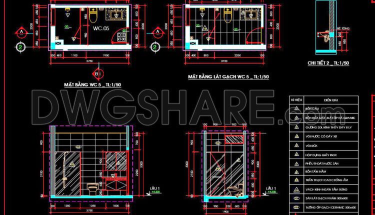 362. Free Download Of Cad Technical Drawings For The Construction Of Bathrooms In Townhouses (5)