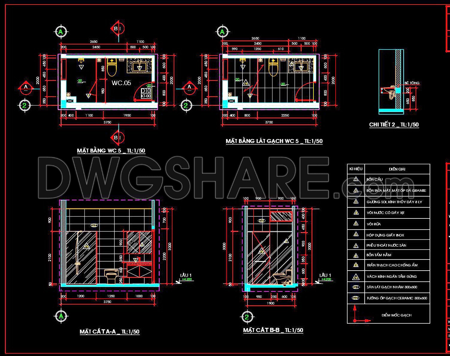 362. Free Download Of Cad Technical Drawings For The Construction Of Bathrooms In Townhouses (5)