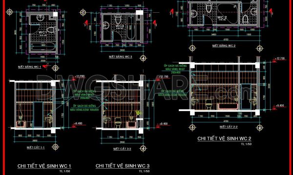 1 year ago
                

                
             991364. Free download of CAD technical drawings for the construction of bathrooms in townhouses