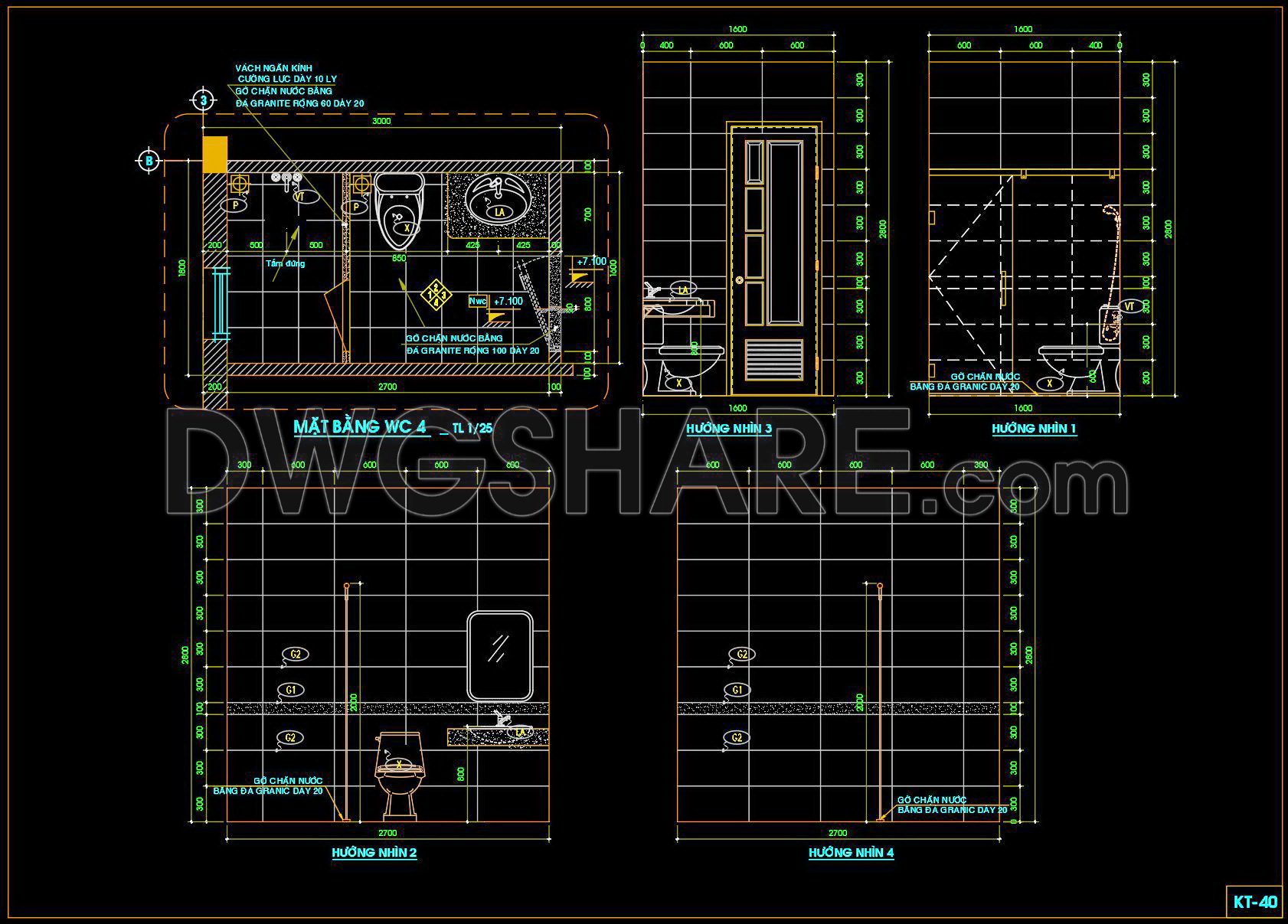 372. Free Bathroom Cad Details Wc Plans & Elevations Set (4)