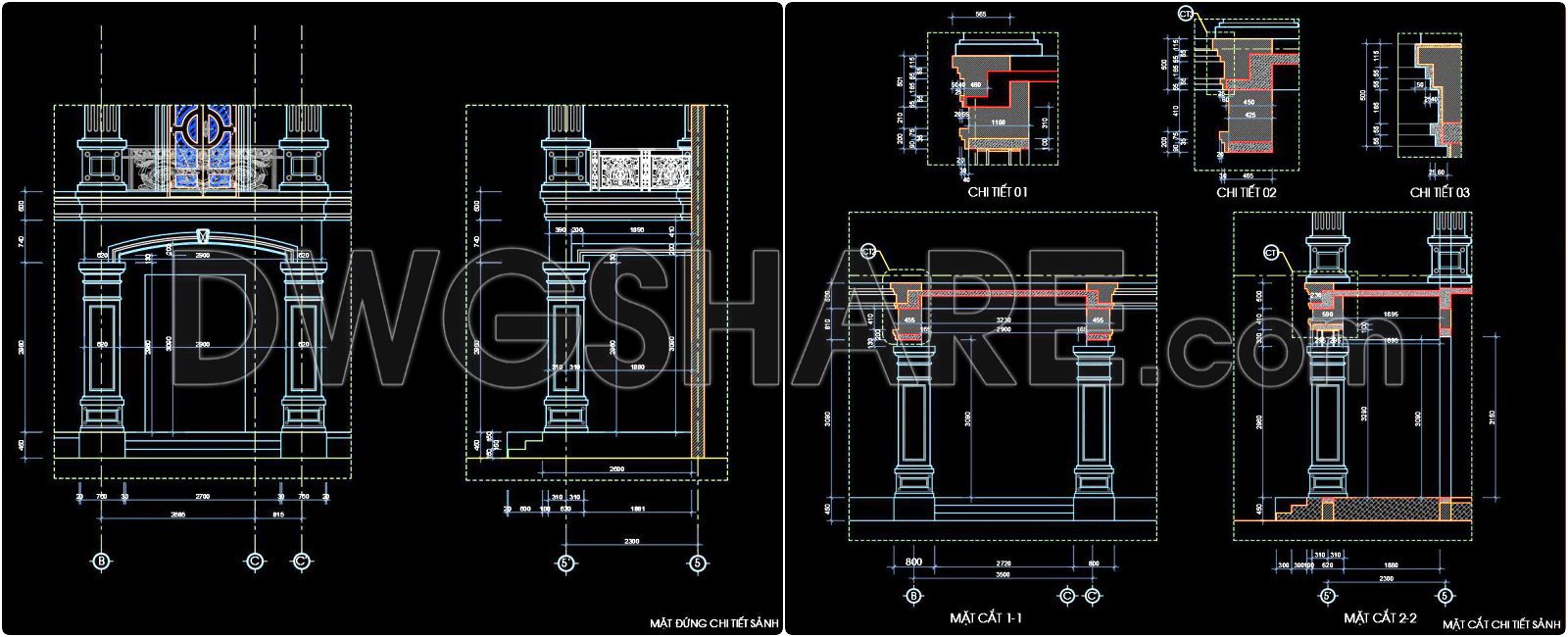 411. Free Download Classic Door And Window Cad Drawings With Arches And Columns (2)