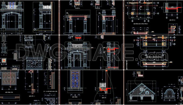 411. Free Download Classic Door And Window Cad Drawings With Arches And Columns