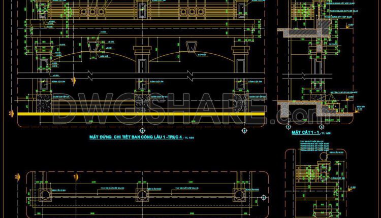 412. Free Download Exterior Balcony & Colonnade Details (dwg) (1)
