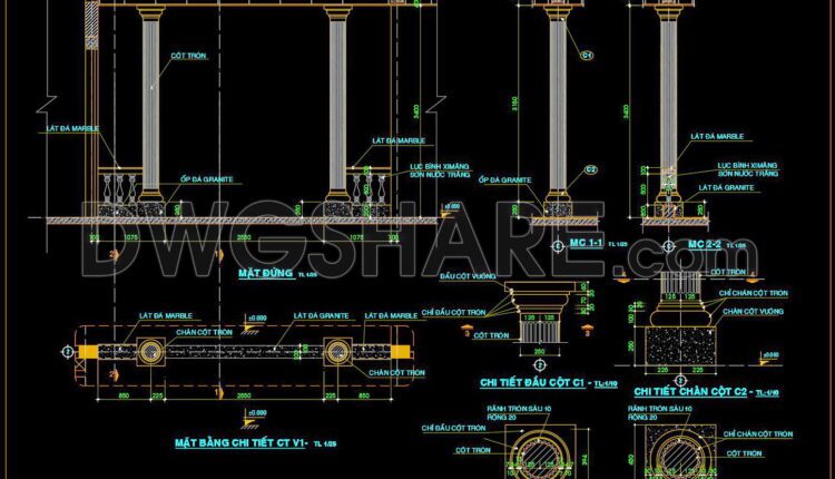 412. Free Download Exterior Balcony & Colonnade Details (dwg) (4)