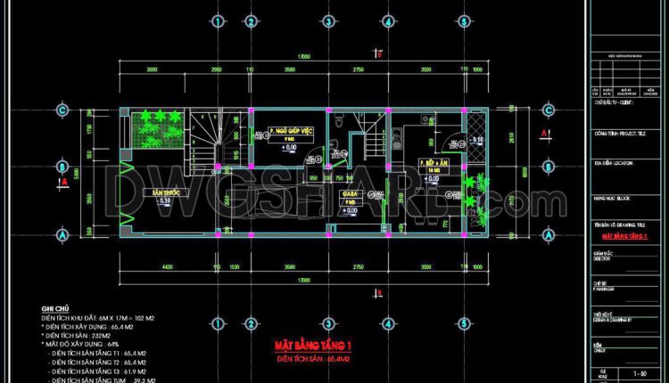 423. Download Cad Design Drawings For A 3-story House With Dimensions 6m X 17m (1)