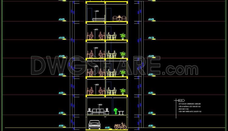 426. Free Download Cad Design Drawings For A 6-story House With Dimensions 7.6m X 9.2m (6)