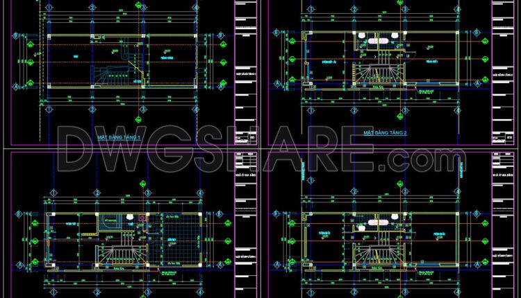 427. Free Download Cad Design Drawings For A 4-story House With Dimensions 4.2m X 12.2m (1)