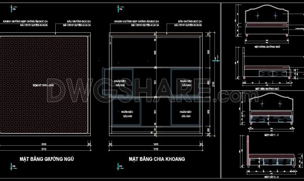 51. Free Download Detailed Modern Bed CAD Drawing