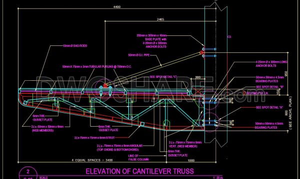 1 year ago
                

                
             1,391613. Free DWG CAD Template for Cantilever Truss Elevation Details