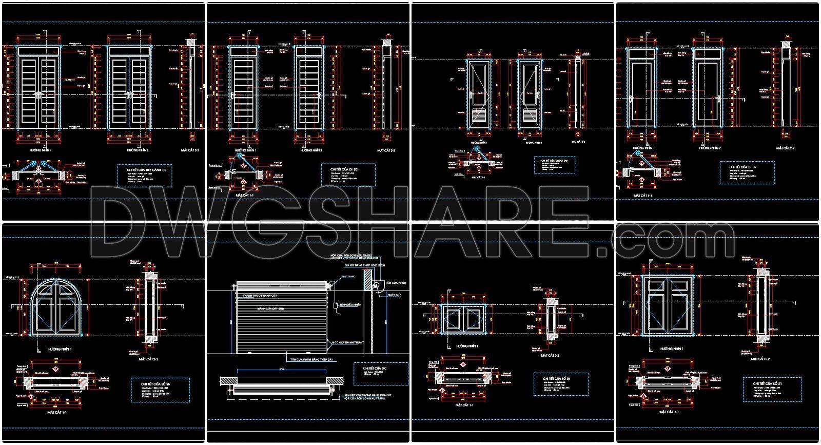 666. Free Detailed CAD Drawings Of Doors, Windows For Download