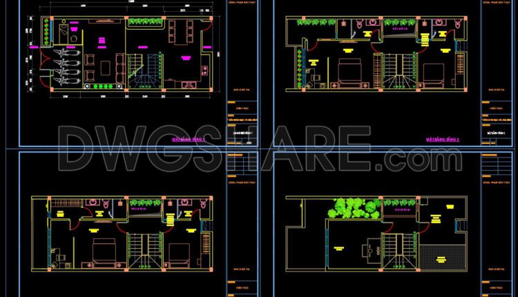 760. Free Download Cad Design Drawings For A 3-story House With Dimensions 5.9m X 12.8m (1)