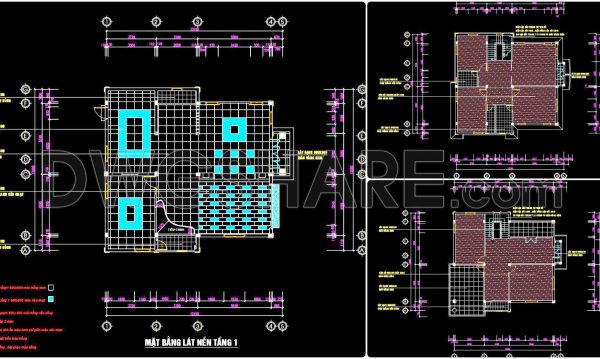 88. Download free detailed CAD drawings of floor plans for a 3-story townhouse