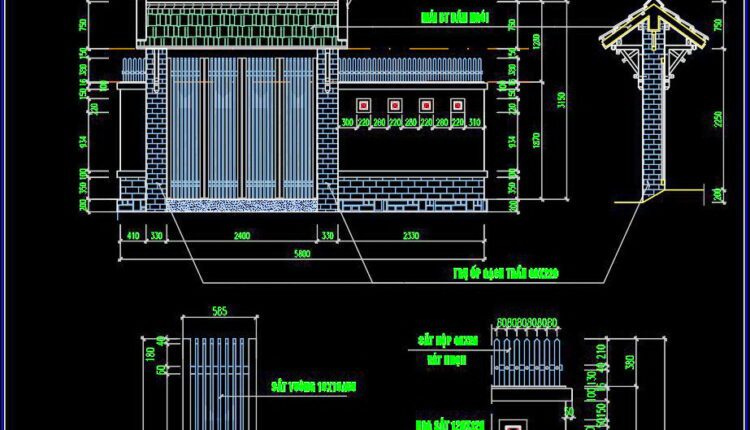 189. Free Download Traditional Gate Post & Steel Fence Cad Details
