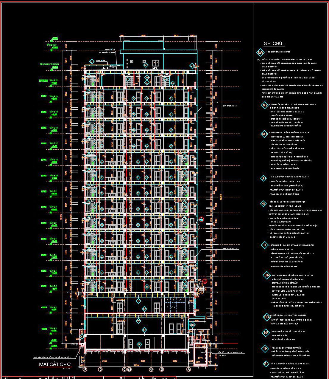 22. Cad Drawings Of A 17-story High-rise Residential Building Project With A Total Area Of 625 M2 (10)