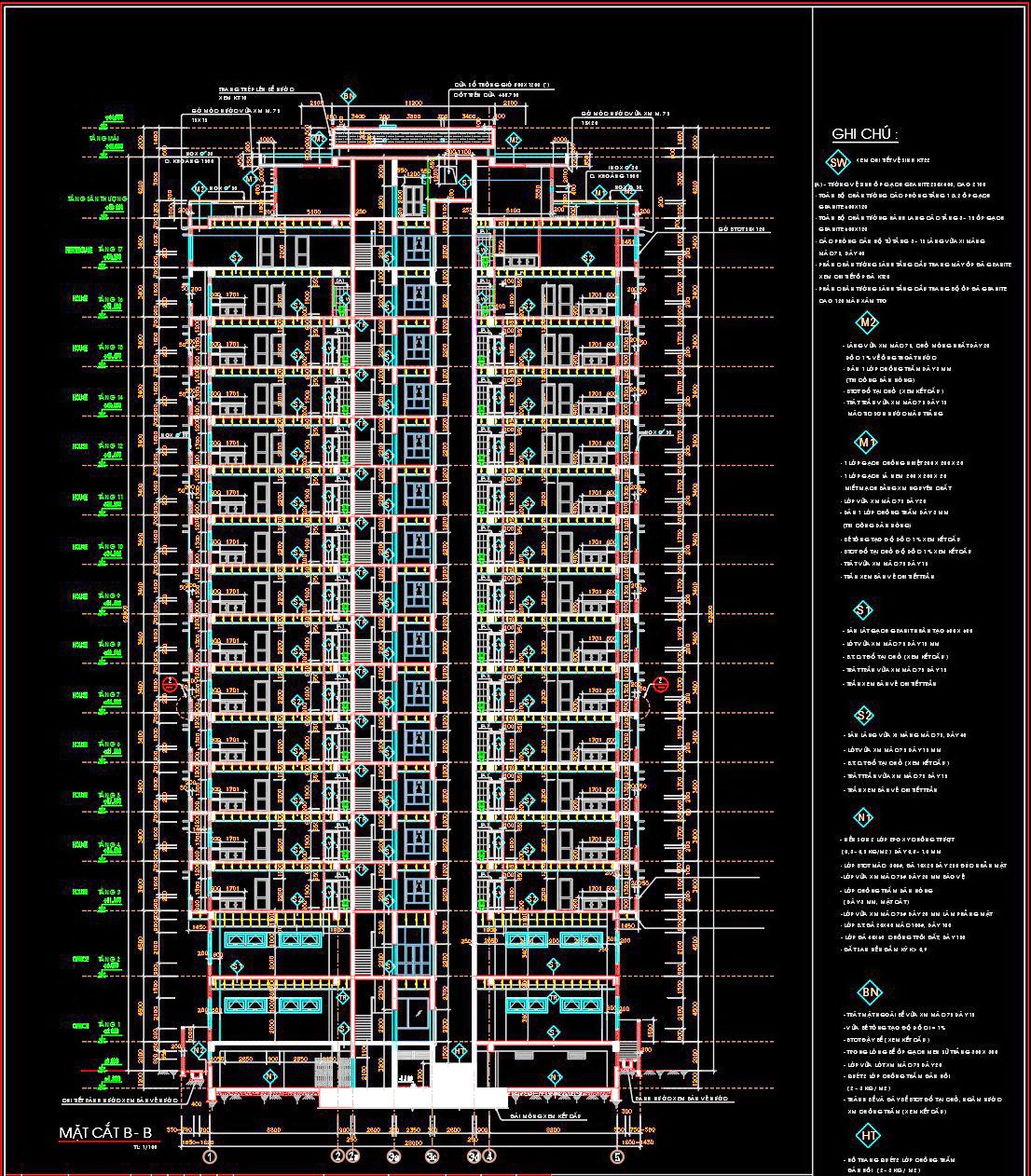 22. Cad Drawings Of A 17-story High-rise Residential Building Project With A Total Area Of 625 M2 (11)