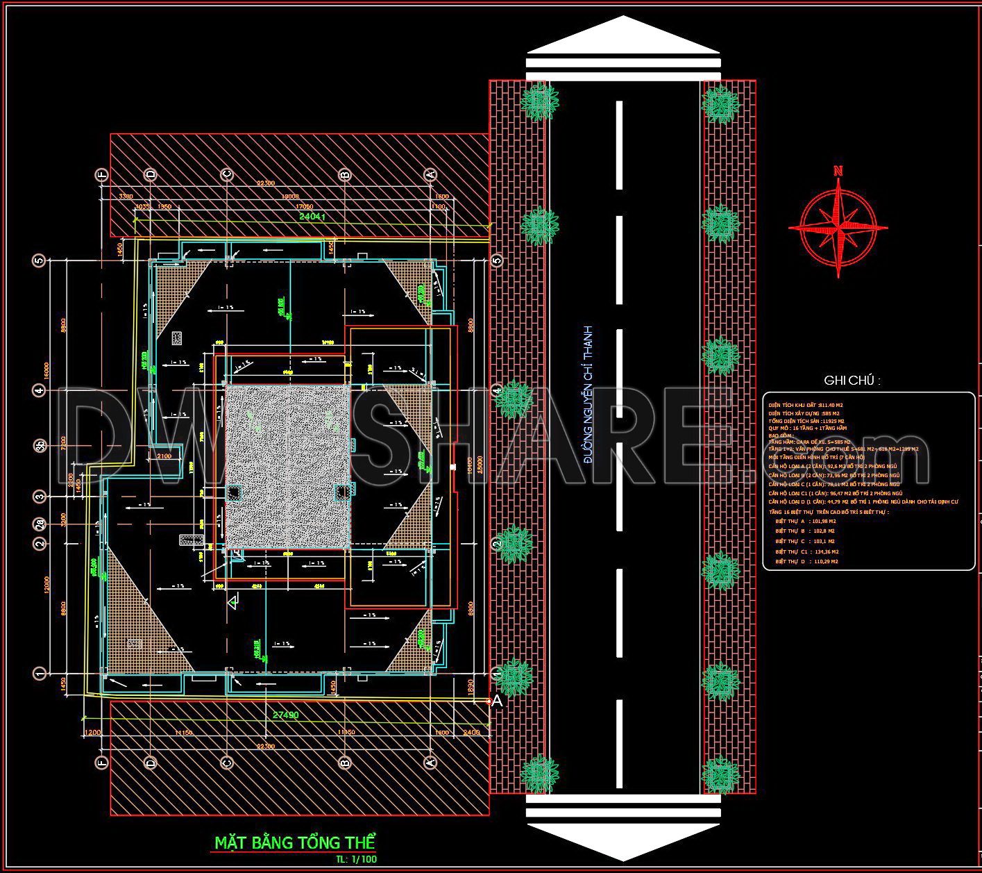 22. Cad Drawings Of A 17-story High-rise Residential Building Project With A Total Area Of 625 M2 (2)