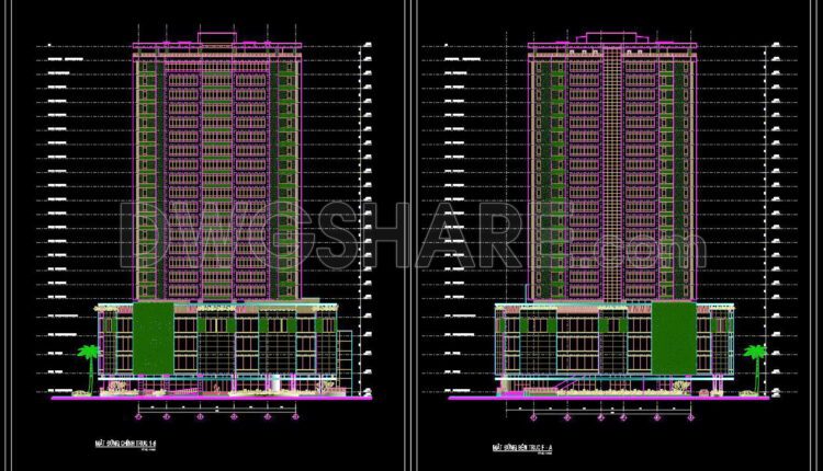 24. Cad Drawings Of A 24-story High-rise Residential Building Project With A Total Area Of 3628 M2 (3)