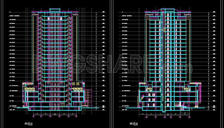 24. Cad Drawings Of A 24-story High-rise Residential Building Project With A Total Area Of 3628 M2 (5)