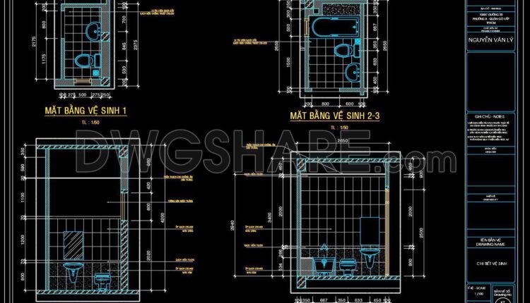 373. Free Cad Drawing Of Apartment Floor Plans And Toilet Sections (1)