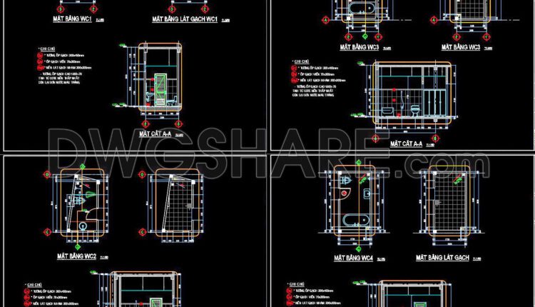 374. Free Dwg Download 5 Professional Bathroom Construction Detail Drawings (1)