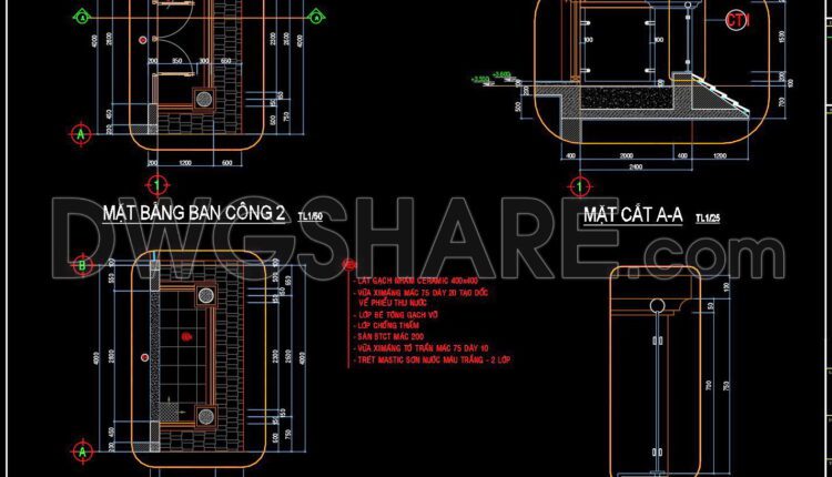 415. Free Download Residential Architectural Cad Details Balconies (1)