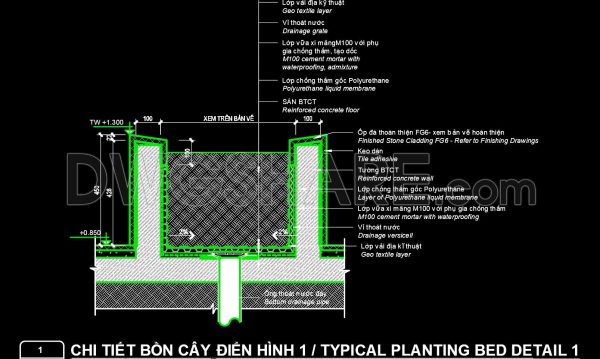 430. Free Download Detailed CAD Drawing of a Concrete Planter Box
