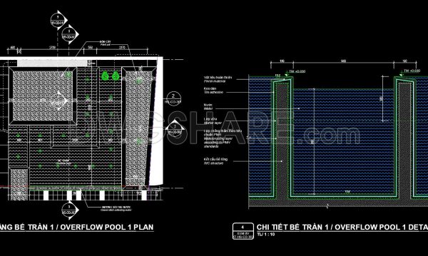 431. Free Download Complete Overflow Pool Design Drawing Set (Plans & Details)