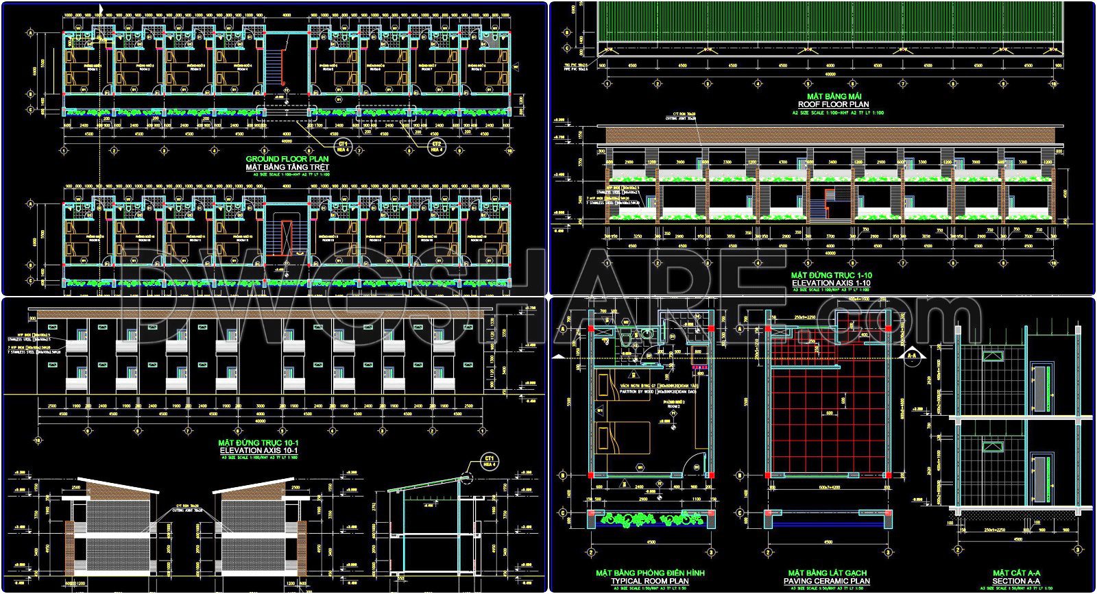 54. Free Download Complete Guesthouse Design - Architectural Cad Project