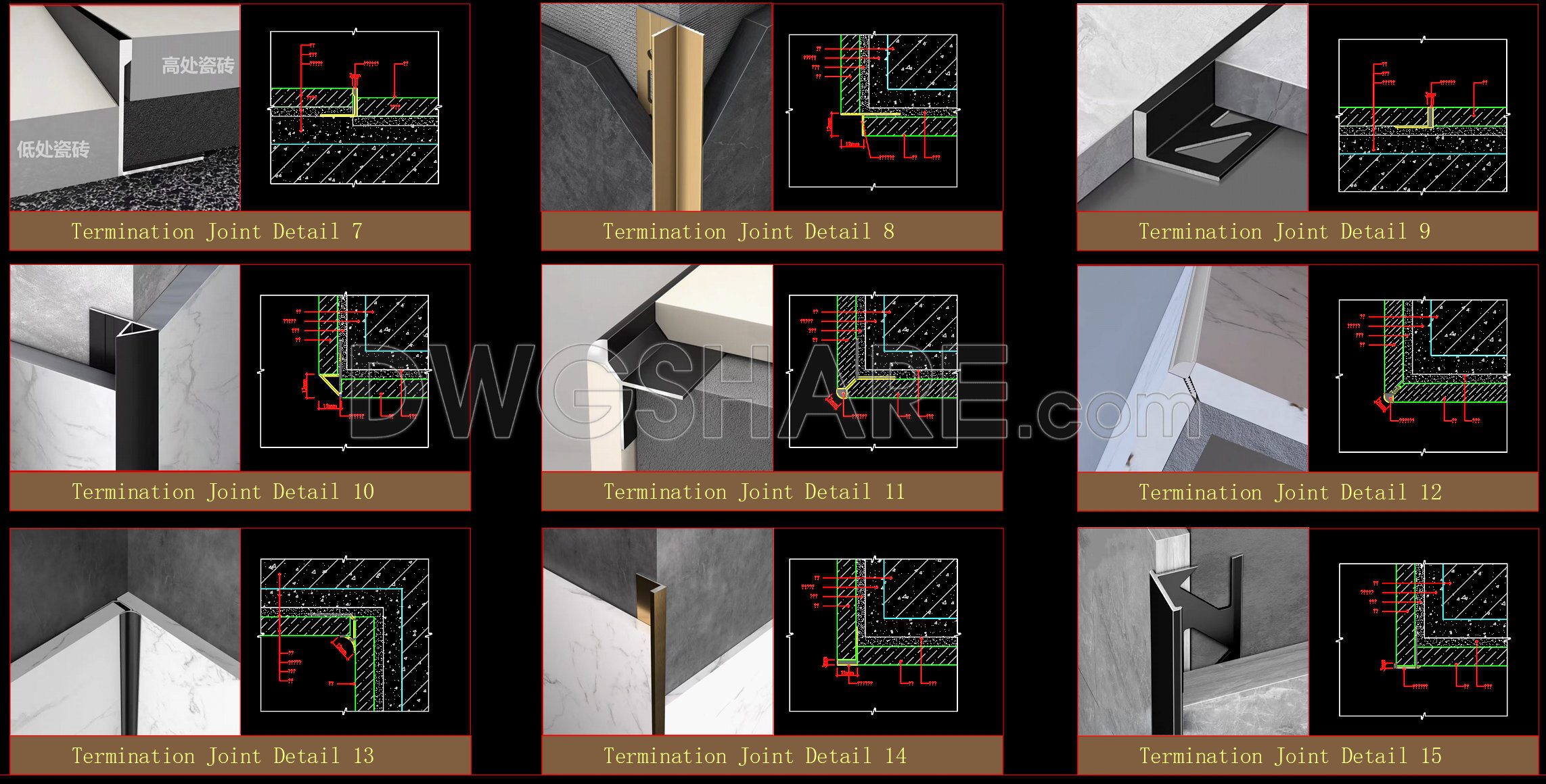 551. Free Download Tile Edge Trim Details With Aluminum Profiles Cad (1)