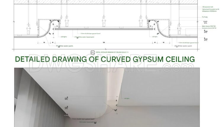 552. Free Cad Detail Curved Gypsum Ceiling With Cove Lighting