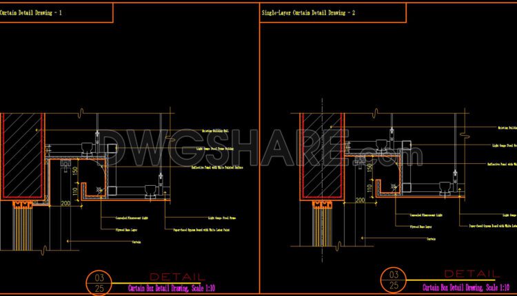 557. Free Download 3 Essential Gypsum Ceiling Details (curtain Box, Light Cove, Stepped) In Cad (2)