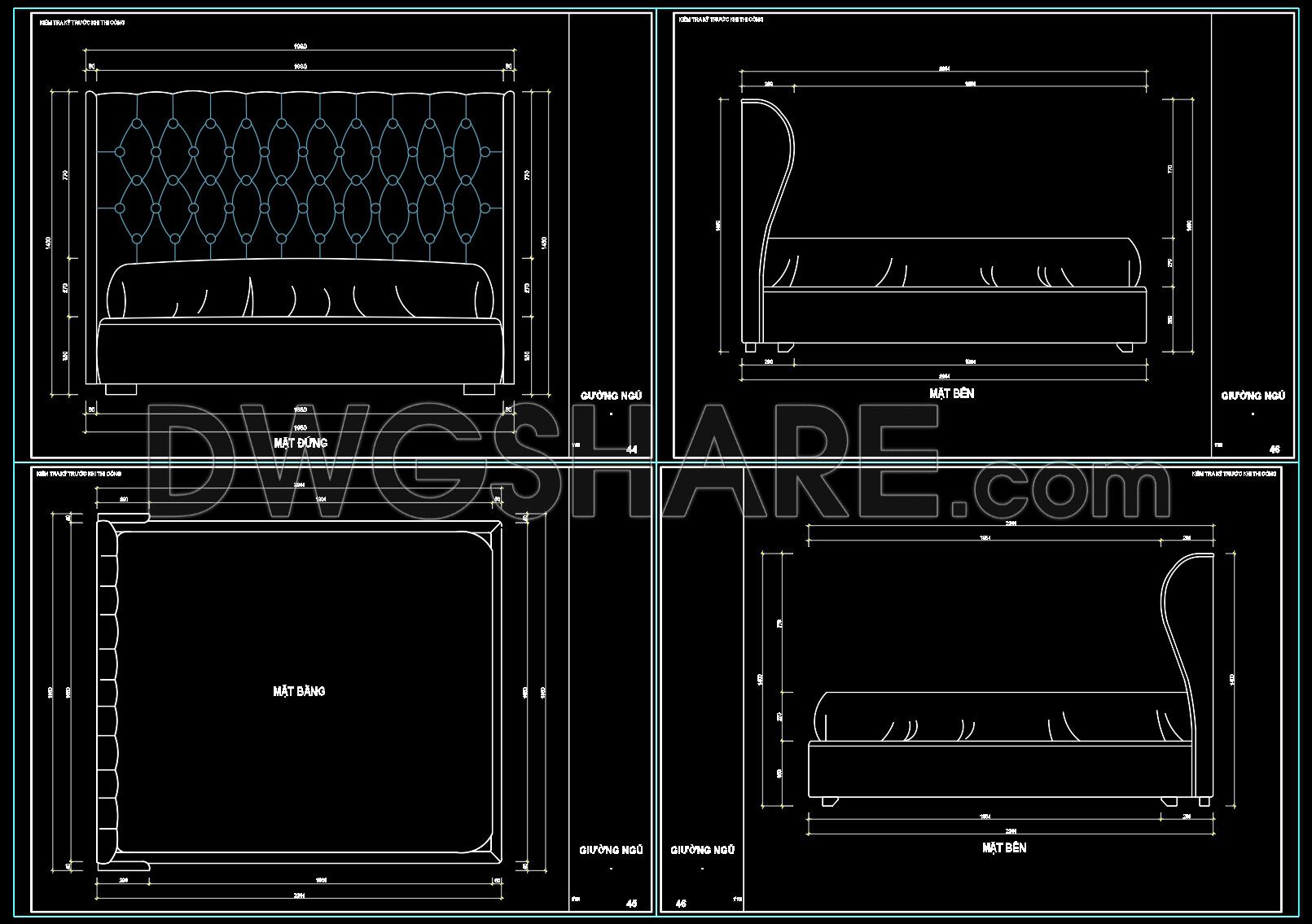 61. Free Download Luxury Upholstered Bed Cad Drawing