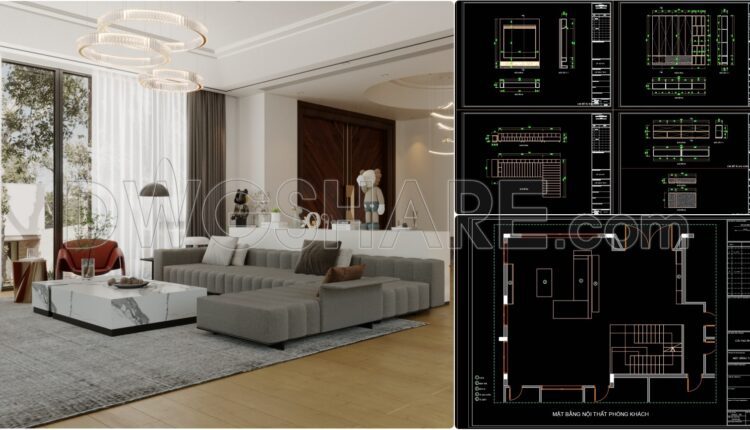 75. Free Download Complete Modern Living Room Design Package (cad & 3d)