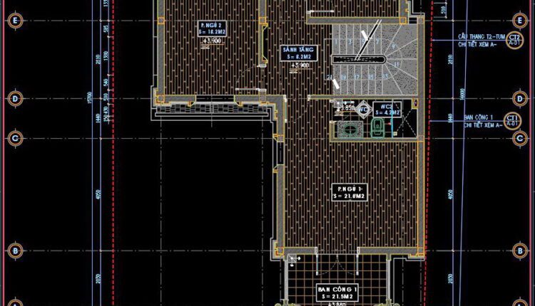 91. Download Free Detailed Cad Drawings Of Floor Plans For A 3-story Townhouse (2)