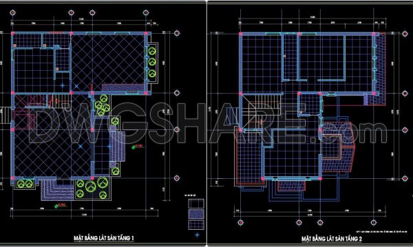 92. Download free detailed CAD drawings of floor plans for a 2-story townhouse
